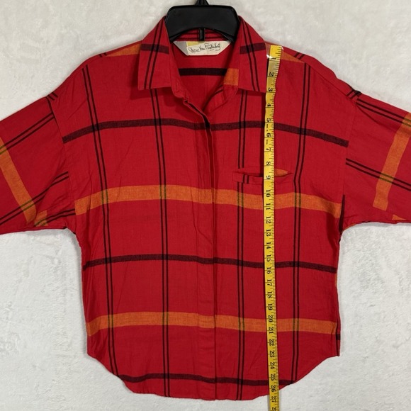 2 Vintage Diane Von Furstenberg Boxy Flannel Plaid Shirts Size S M Buffalo LOT - Picture 13 of 16